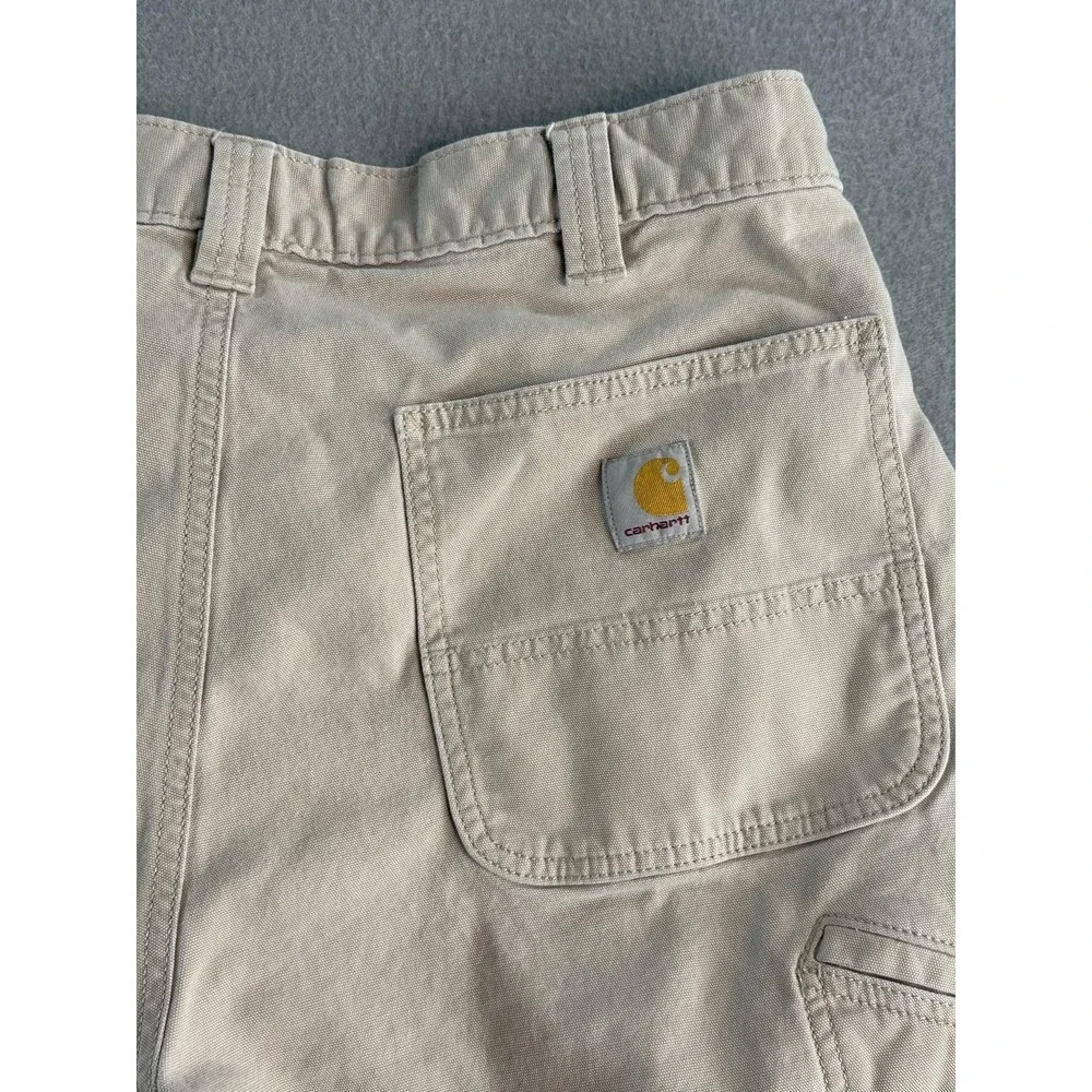 Carhartt Rugged Flex Shorts Mens 38 Beige Canvas Cargo 9 Inseam BS2514-M